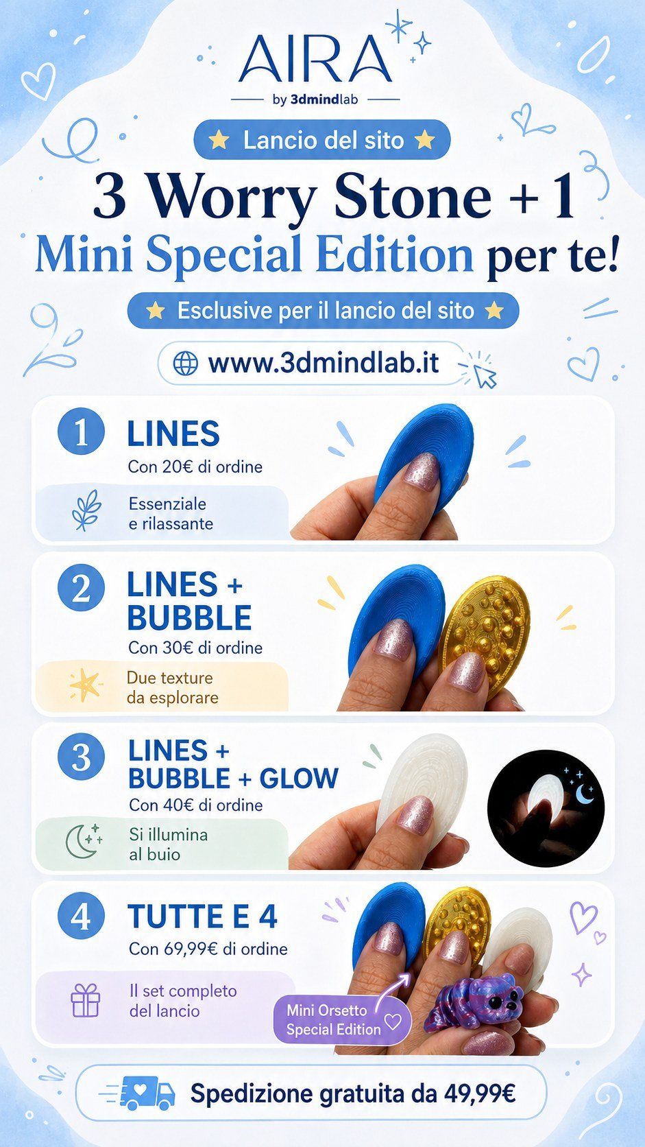 Lancio del sito: 3 Worry Stone e 1 Mini Special Edition in regalo