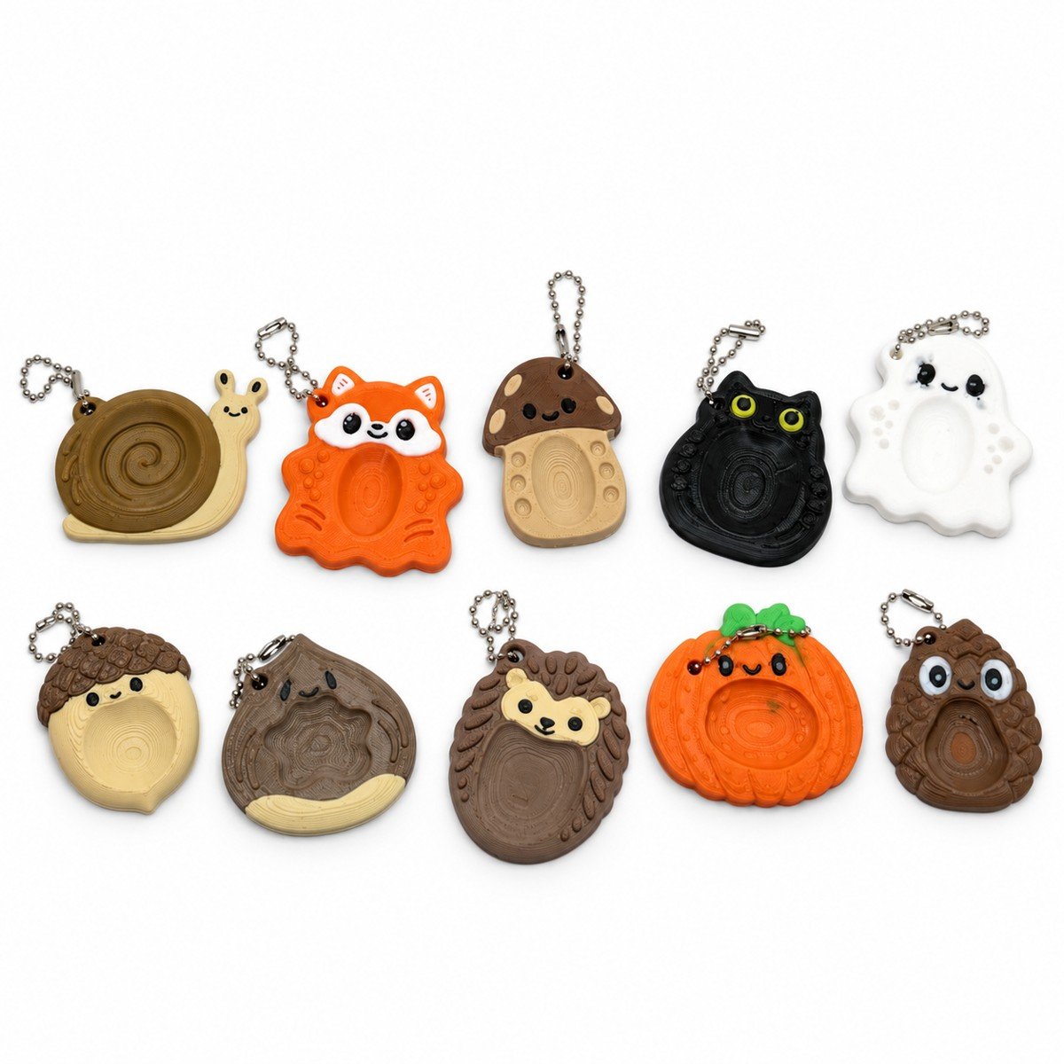 Worry stone AIRA a tema autunno e Halloween con catenelle, design esclusivo di 3D Mind Lab