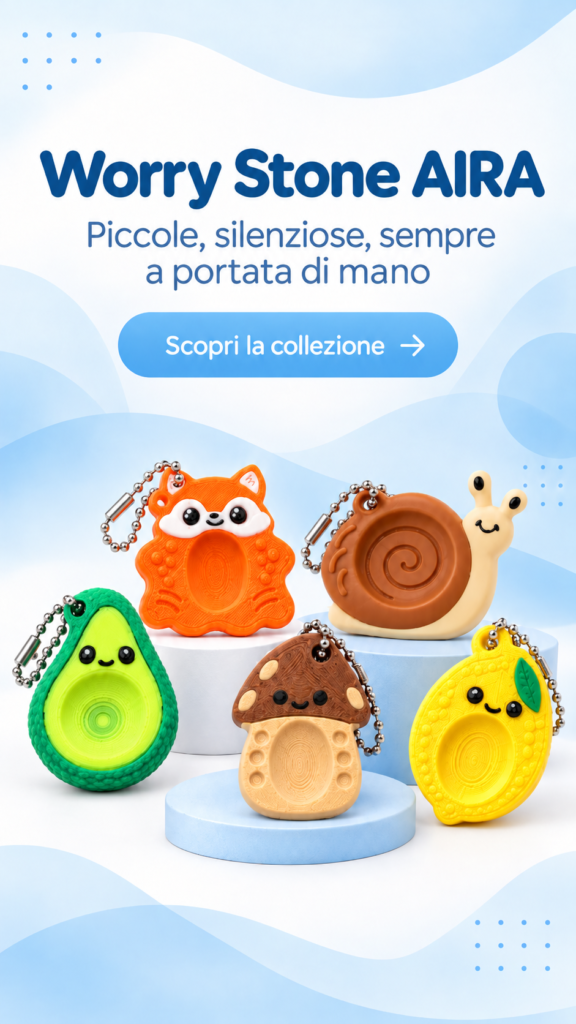 Worry Stone AIRA, piccoli fidget toys silenziosi e compatti da portare con sé